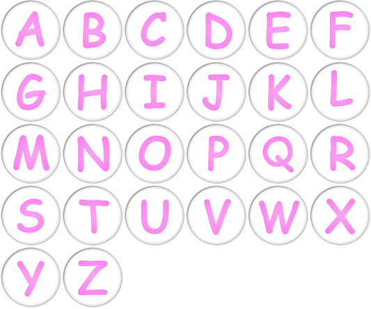 English Alphabet Upper Case Pink Colour Pinback Buttons Badges/Pin 1 Inch Set of 26
