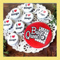 Set of round I Love Bingo pinback button badges in red and white.