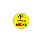 Yellow circular pin with '4th Grade Rocks' text and red rock icon