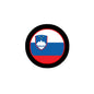 Slovenia national flag pin, circular black border with flag colors in center