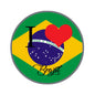 1.25-inch round pinback button with green Brazil flag, red heart, and cursive text