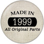 Round pinback button showing 'MADE IN 1999' and 'All Original Parts'