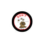 Round pinback button with black border, "DON'T BE ANGRY" text and bear with bees