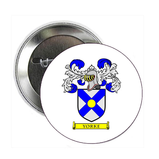 Yorke Family Crest 3" Coat of Arms Pinback