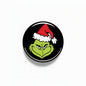 Cartoon face badge reel with black background and red Santa hat, 1.45-inch