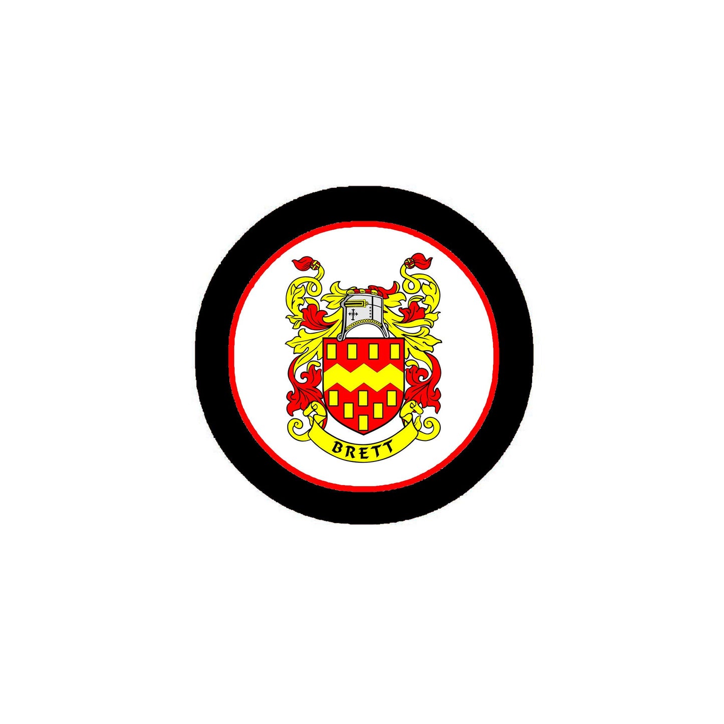 Brett Family Crest 3-inch Coat of Arms Round Pinback Default Title