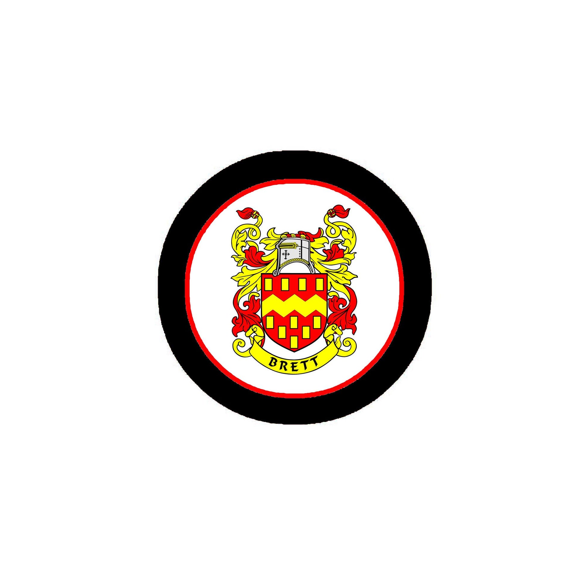 Brett Family Crest 3-inch Coat of Arms Round Pinback Default Title