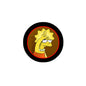 2.25-inch round pinback button with cartoon yellow face in black border
