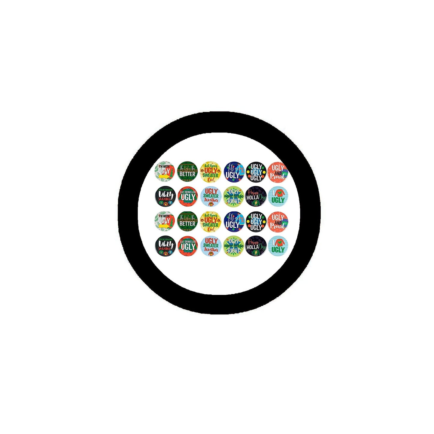 Christmas Round Pinback Button Pin 12 Designs for Kids Party Favors 2.25-inch Default Title