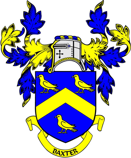 Baxter Family Crest 3" Coat of Arms Fridge Round Magnet
