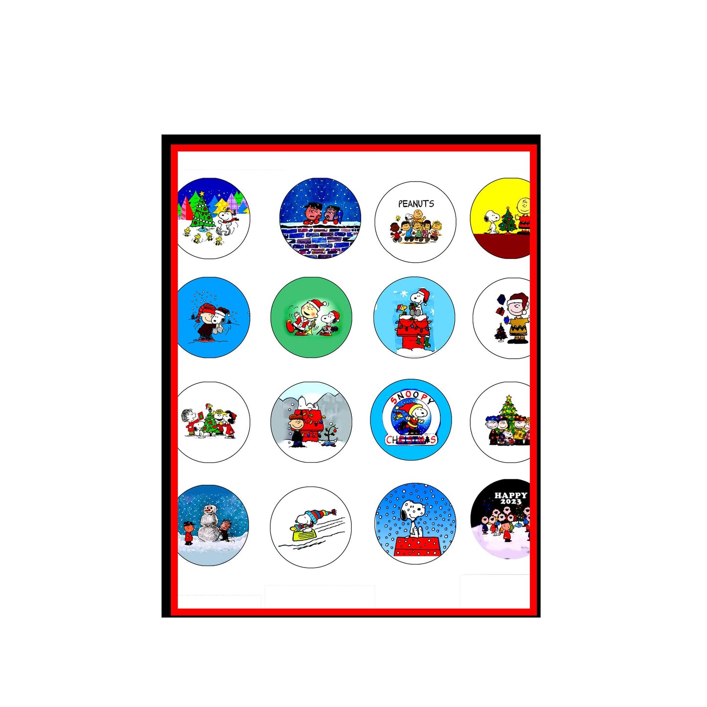 Cartoon Merry Christmas Pinbacks Dog Drawings - Set of 16-1.25" inches - Holidays