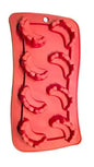 Red silicone ice cube tray with fang tooth cavities
