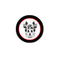 Circular Booth family crest magnet with black rim and red border coat of arms