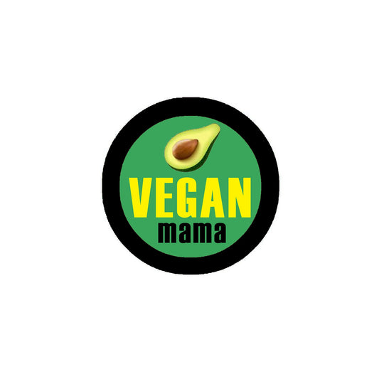 Vegan Mama Avocado Badge 2.25-inch Pinback or Jackets, Backpacks
