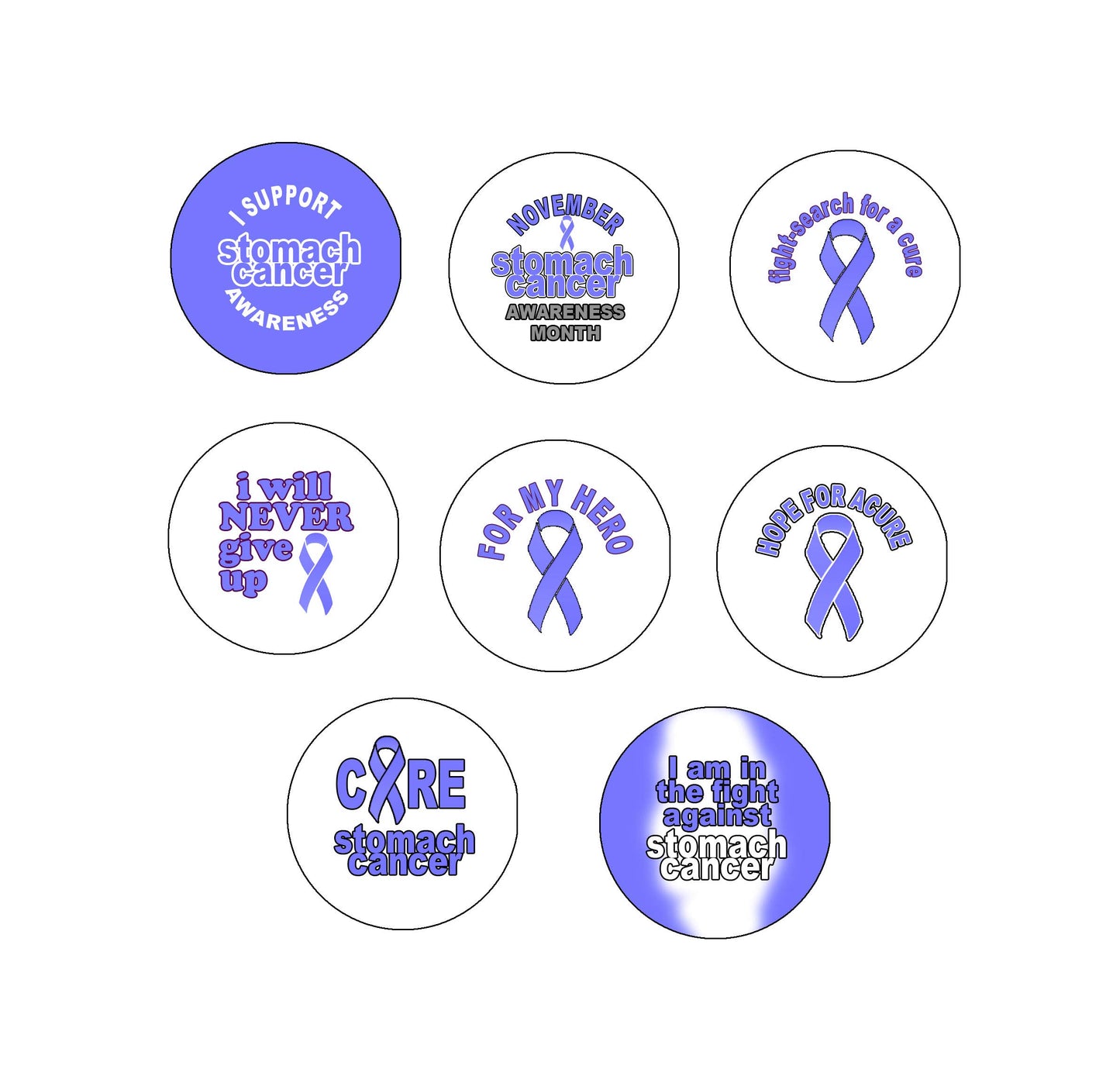 Support Stomach Cancer Awareness Badge 1.25-inch Set of 7 Default Title