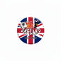England Qatar 2022 soccer pinback button with lion crest and flame flag design