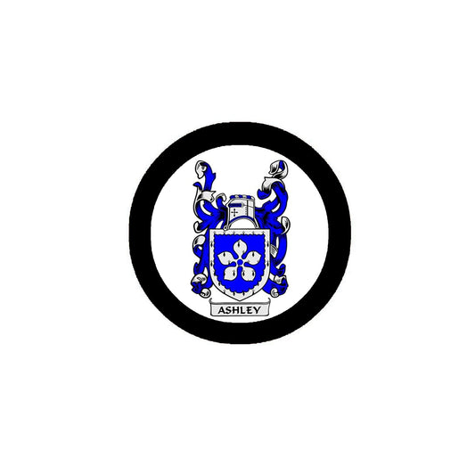 Ashley Family Crest 3" Coat of Arms Pinback Round