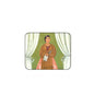 Rectangular mouse pad with rounded corners, illustrated portrait of a woman in a brown dress