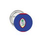 Guam flag pinback button with circular blue design and Guam emblem