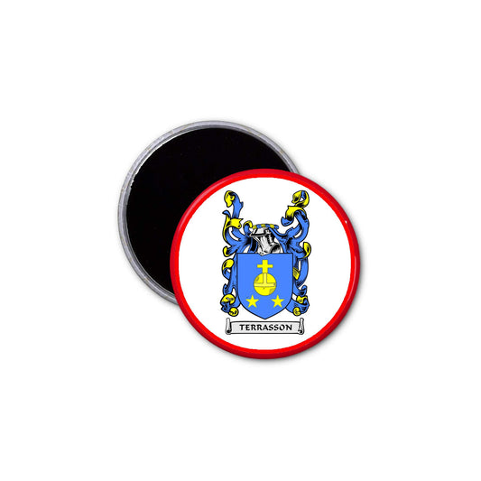 Terrasson Family Crest 3" Coat of Arms Round Pinback Badge Brooch Pin Back