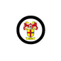 Brooke family crest arms magnet, 3-inch circular black bezel with colorful shield