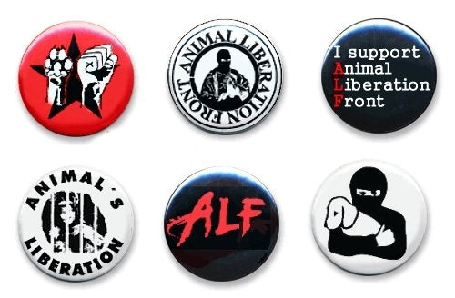 6 Animal Liberation Front Support 1.25" Pinback Buttons, Animal Rigths, ALF, A.L.F.