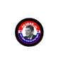 3-inch pinback badge button with Ronald Reagan portrait in red and black round design