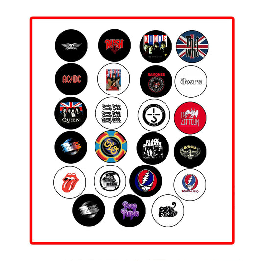 1970s Rock n Roll Singers Different Set Bands Styles Pinback Badge 1.25" for Jackets, Backpacks