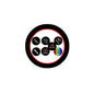 Books lover pinback button set with round black/red reading icon designs