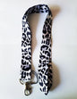 Black and white leopard print lanyard with swivel clasp and keyring