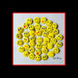 Set of 48 yellow smiley-face mini pinback buttons, round 1.25-inch emoji designs