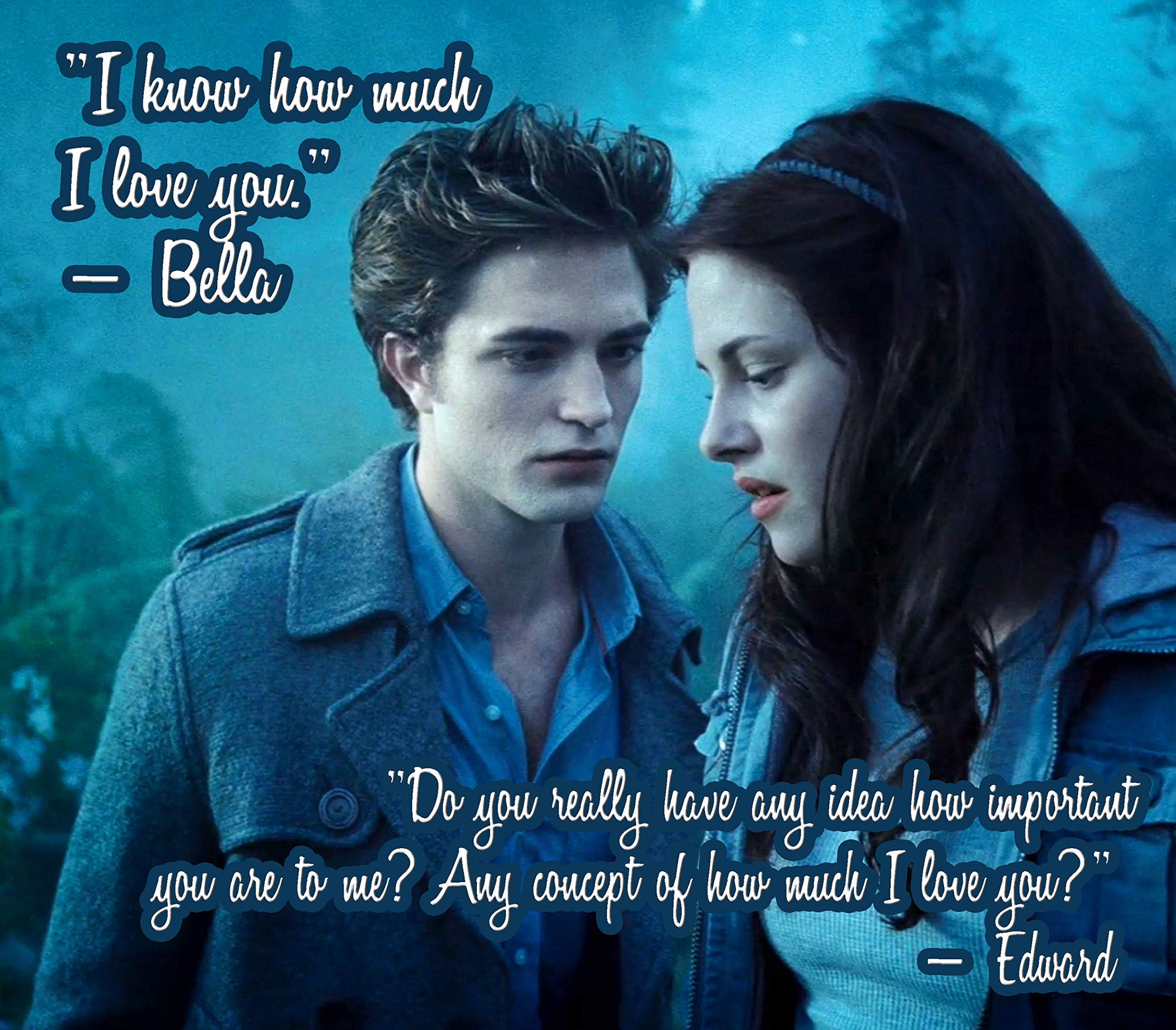 Edward Bella Love Quotes Mousepad (Blue) Default Title