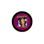 Round black 1.25-inch pinback button with colorful Culture Club artwork and photo