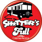 1.25-inch pinback button, red with black car graphic and “Shitter’s Full!” text