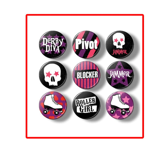 Derby Diva 12 pcs Pin Brooch Badge Pinback for Jackets, Hat, backpacks 1.25"