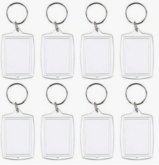 6 Pcs Set Photo Insert Keychains, Acrylic Clear Blank Keyrings Picture Frame Keyring with Split Ring Default Title