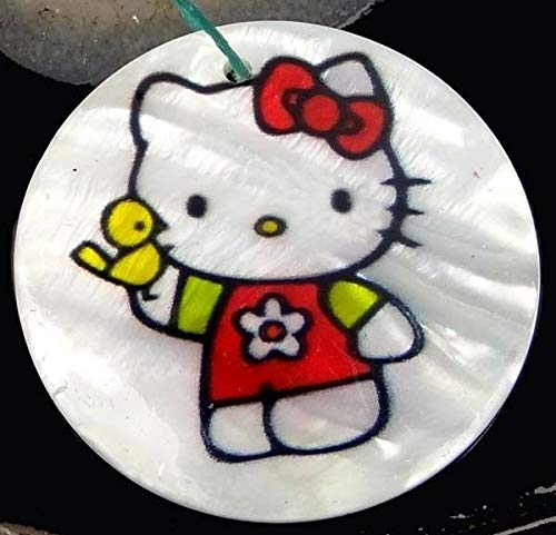 40mm Disney Hello Kitty Mother of Pearl Disc Pendant Bead from D&J