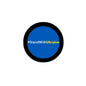 Round pinback button with #StandWithUkraine text, blue center, black border
