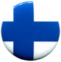 2.25-inch round Finland flag pin with blue Nordic cross on white