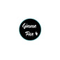 Round pinback badge with black face, teal border, white 'Gimme Five' text