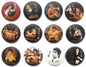 Assorted round Bruce Lee enamel pin badges with different portraits and designs