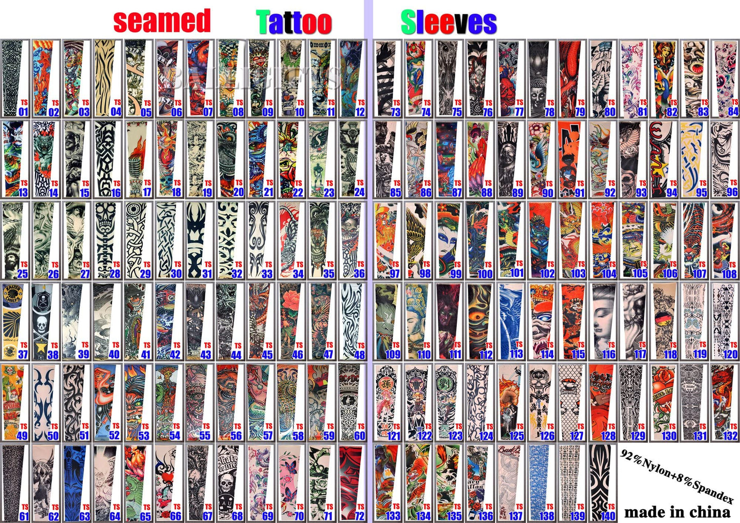 1 Dozen Mixed Styles Fake Temporary Tattoo Sleeve Arm Stocking Halloween