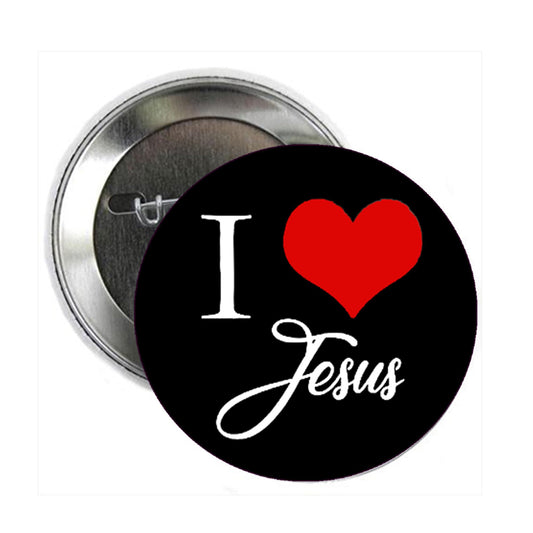 100 Pcs I Love Jesus Pinback Badge 2.25" for Jackets, Backpacks, etc.