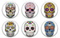 Set of 6 pinback button badges with colorful sugar skull faces in round frames