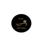 2.25-inch black pinback button with gold crown and 'King for a day' text