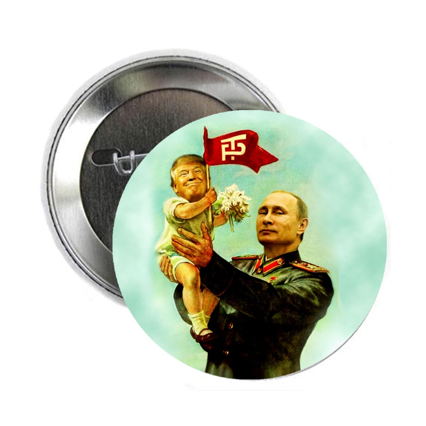 1 Pc Child Trump with his Daddy Anti Political Pinback Button Badge 2.25" for Jackets, Backpacks