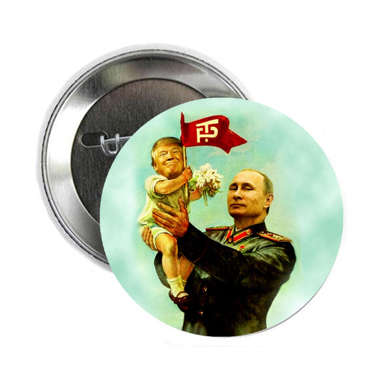 1 Pc Child Trump with his Daddy Anti Political Pinback Button Badge 2.25" for Jackets, Backpacks