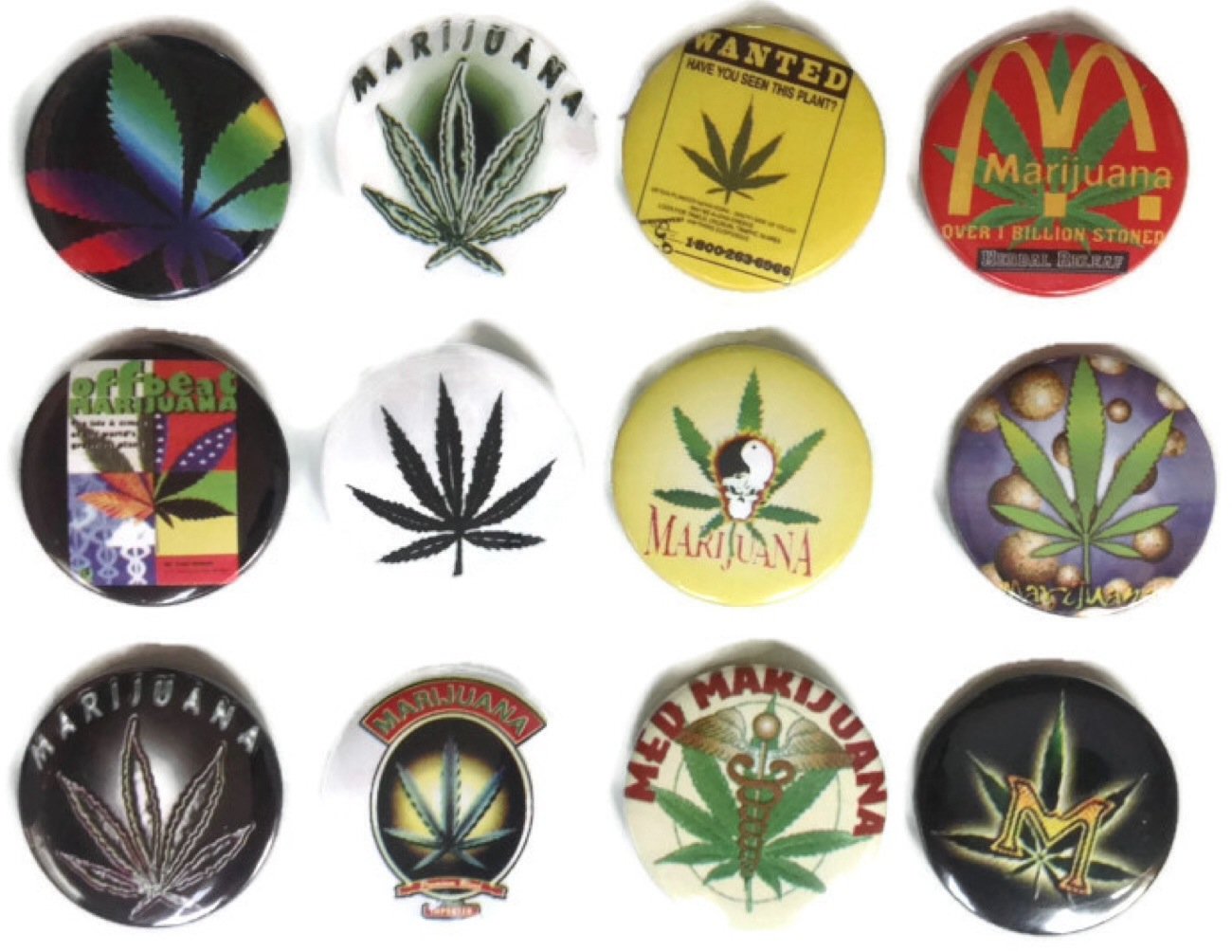 MARIJUANA Marihuana Grass Hashtag 6 Awesome Quality Lot 12 New Pin Button Badge 1.25-inch Default Title