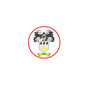 3-inch circular coat of arms magnet with red border, white crest, gold cross and black lion