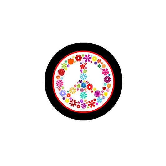 10 Pcs Pink Floral Peace Symbol Badge Pinback 1.25" for Jackets, Backpacks, etc.